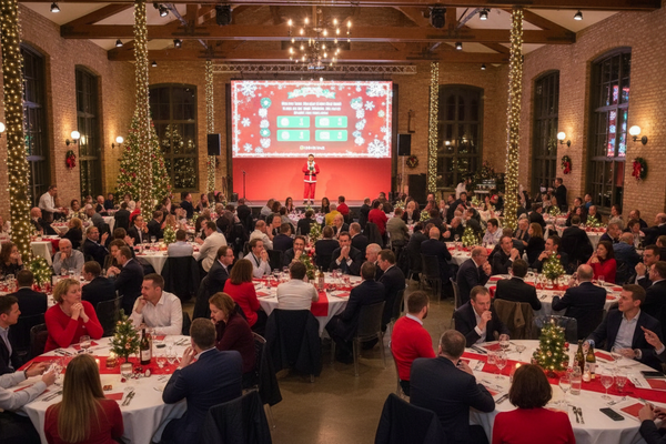 Teilnehmende beim Teamevent Team-Quiz während einer Weihnachtsfeier – mit bo events