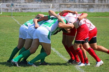Rugbyspieler beim Spiel in der Rugby Hauptstadt Heidelberg.